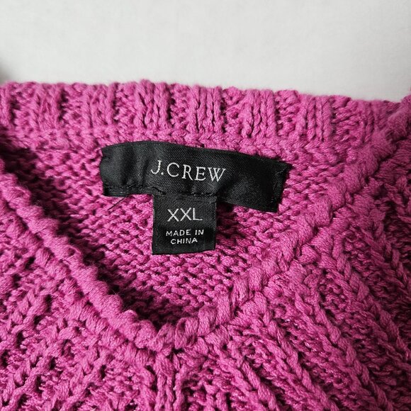 J Crew Top Womens XXL Magenta Pink Cropped V Neck Sweater Tank Preppy Beachy - Picture 2 of 7